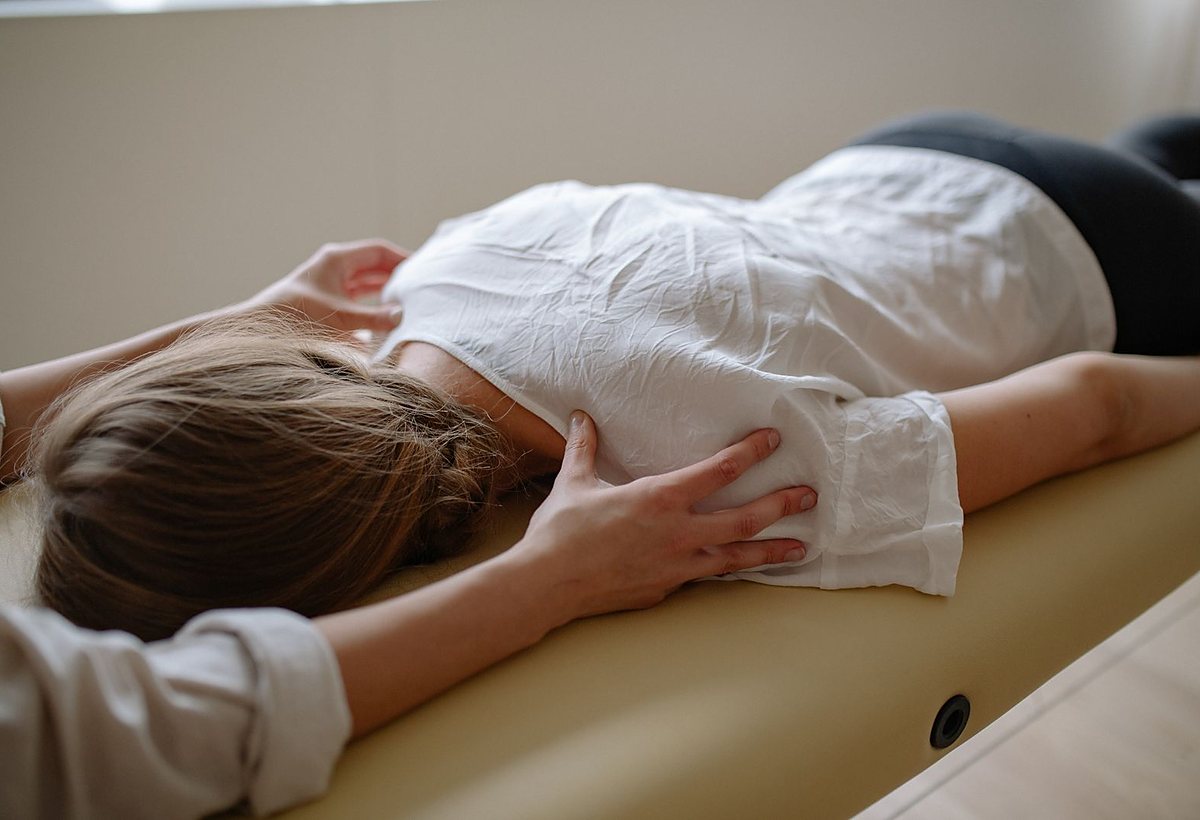 A chiropractic adjustment in progress